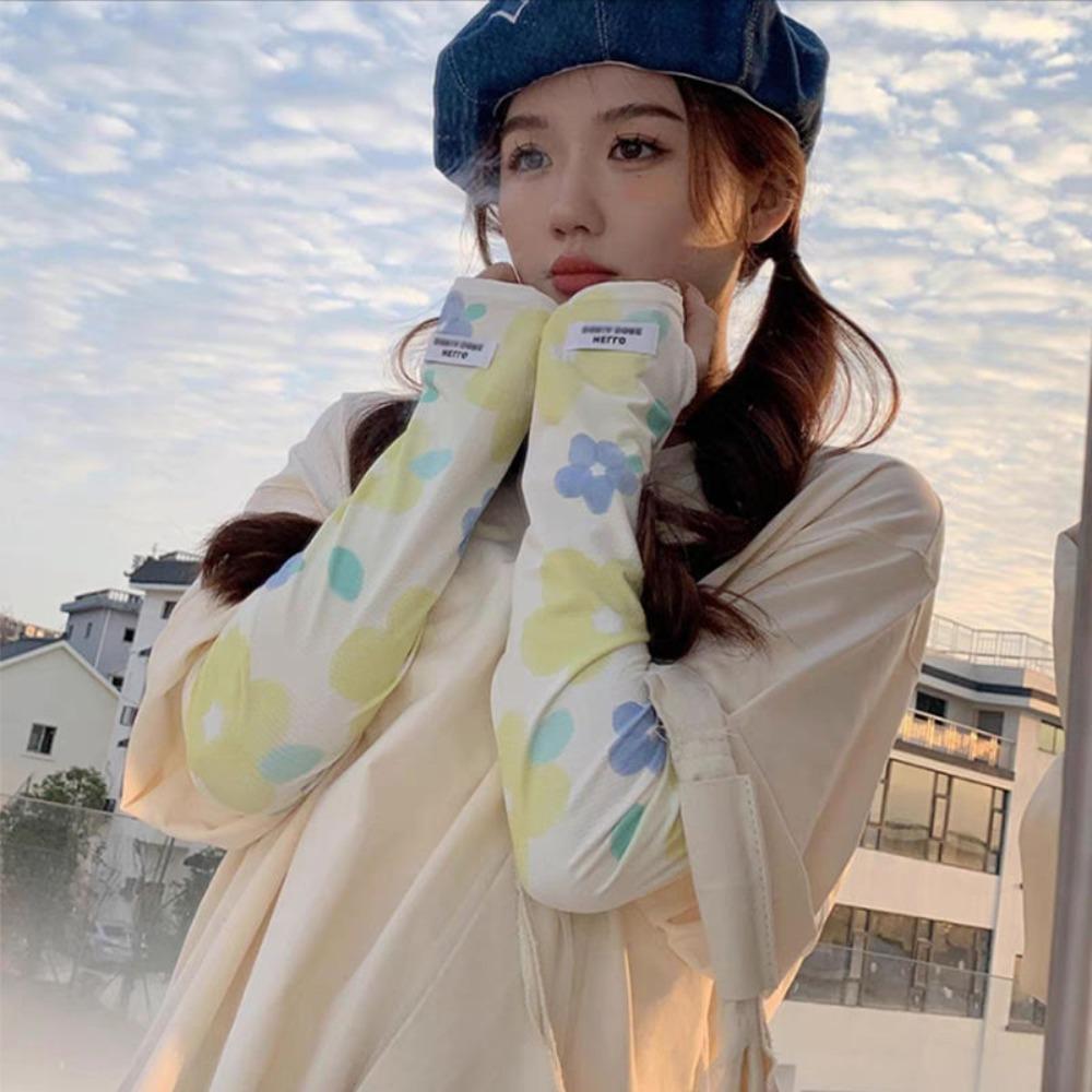 Breathable Ice Silk Arm Sleeves UV Protection Cooling Sleeve Fashion Sunscreen Sleeve Outdoor