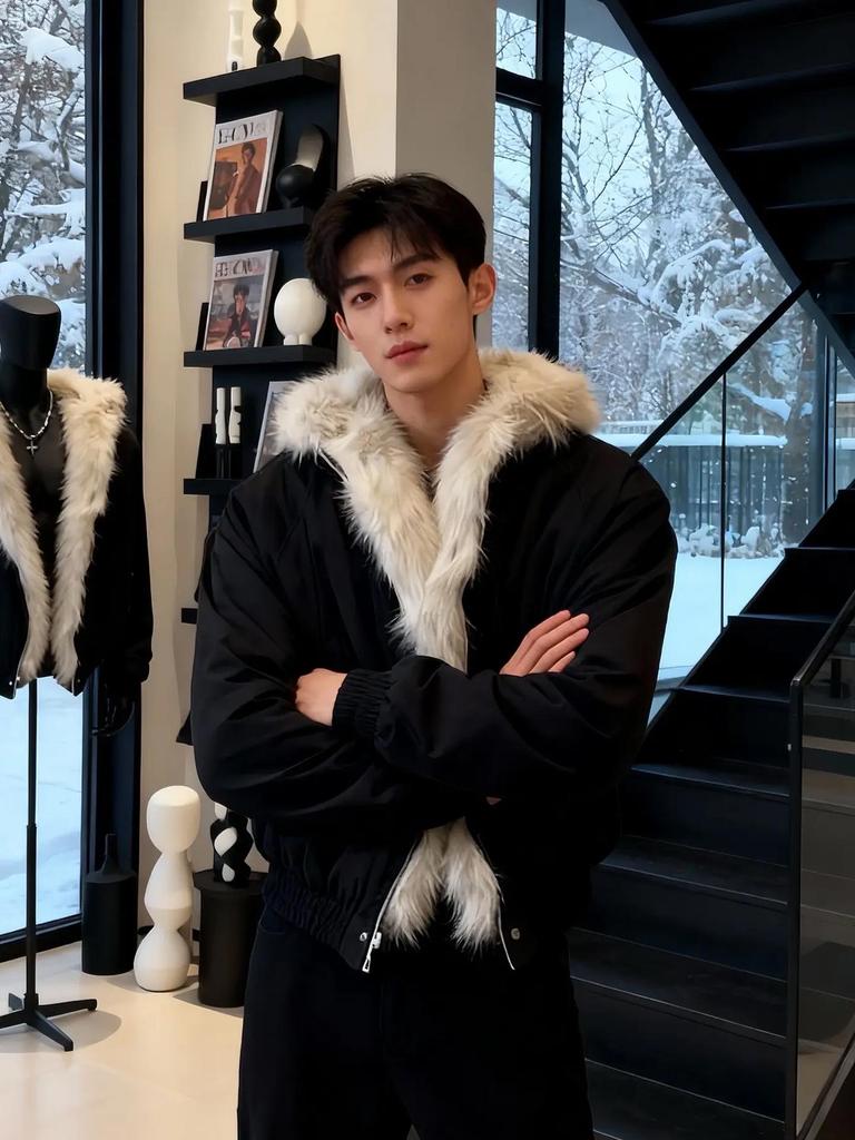 Men's Thickened Winter Hooded Jacket with Eagle Fur Collar