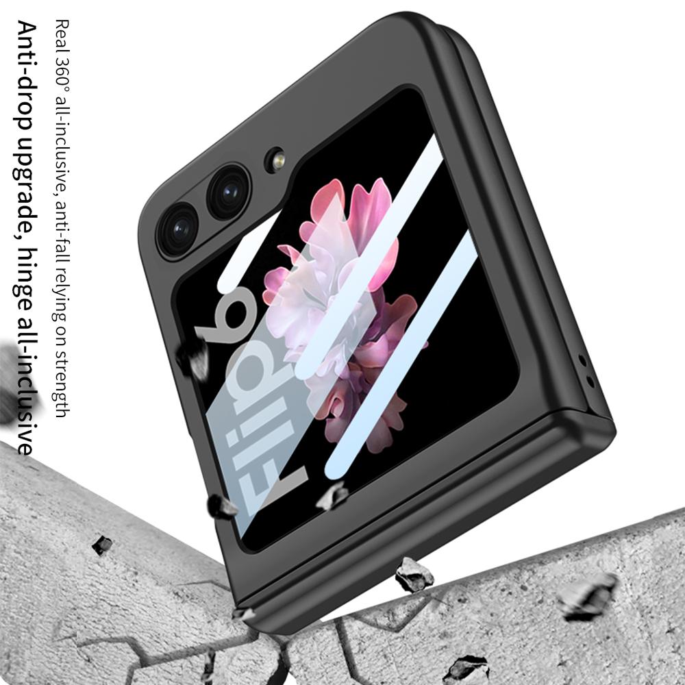 For Samsung Galaxy Z Flip 7 6 5 4 Flip7FE 5G Magnetic Hinge Protection Phone Case Outer Screen Glass Matte Shockproof Hard Cover