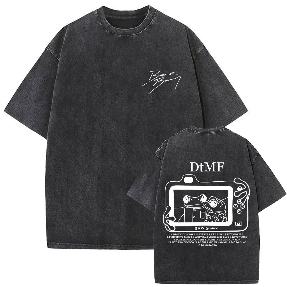 Heißer Verkauf Gewaschenes Vintage Rapper Bad Bunny T-Shirt Debi Tirar Mas Fotos DTMF Welttournee T-Shirt Herren Mode Hip Hop T-Shirts