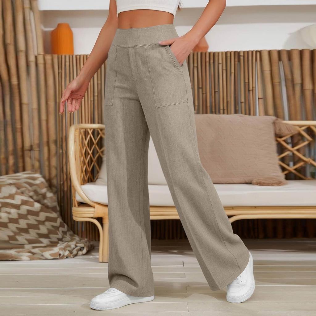 Women's Casual And Fashionable Color Loose Pants With Pocketes