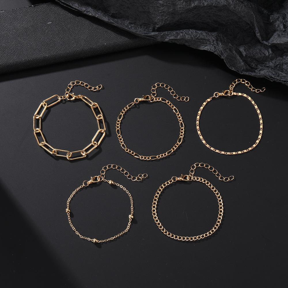New combination bracelet, stylish and simple gold adjustable 5-piece set bracelet jewelry direct sales