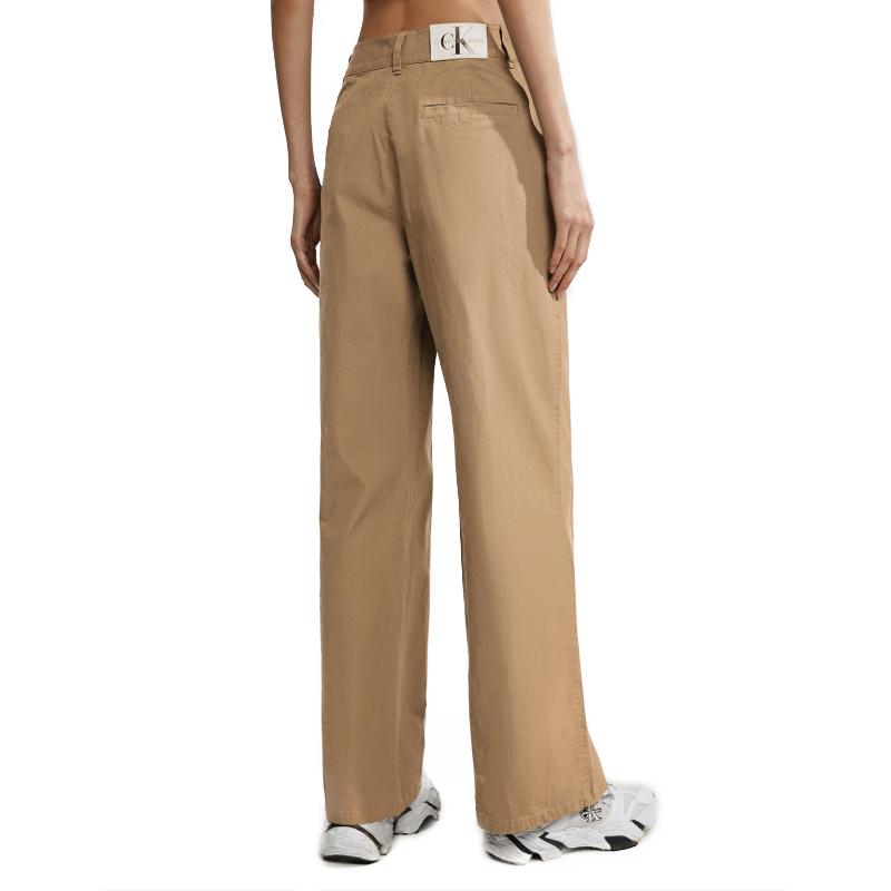 Calvin Klein Minimalist Woven Label Multi-Pocket Vintage Style Cargo Pants Women pants Coffee-Brown J220681-PE5