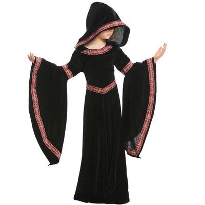 Μεσαιωνική στολή Pinse Europe για κορίτσια για το Halloween, μαύρη εφαρμοστή στολή, παιδικό ένδυμα θεατρικής σκηνής