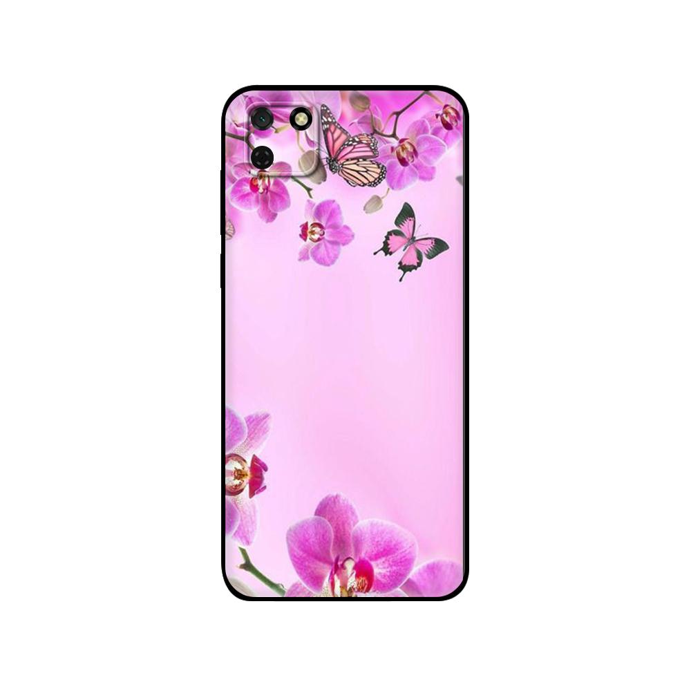 Black Tpu Case For Huawei Y9S Y6S Y8S Y5P Y7P Y8P Case For Huawei Y5 Lite Prime 2018 Y6 2019 Cover Orchid Flowers Colorfu