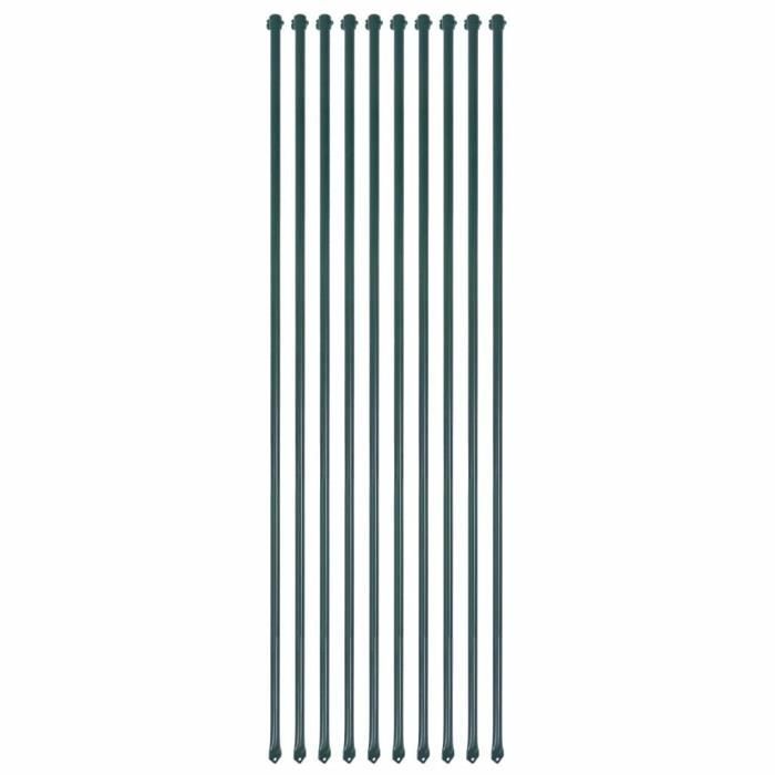 Poteaux de jardin - vidaXL - 10 pcs - Métal - 1,5 m - Vert antirouille et hydrofuge