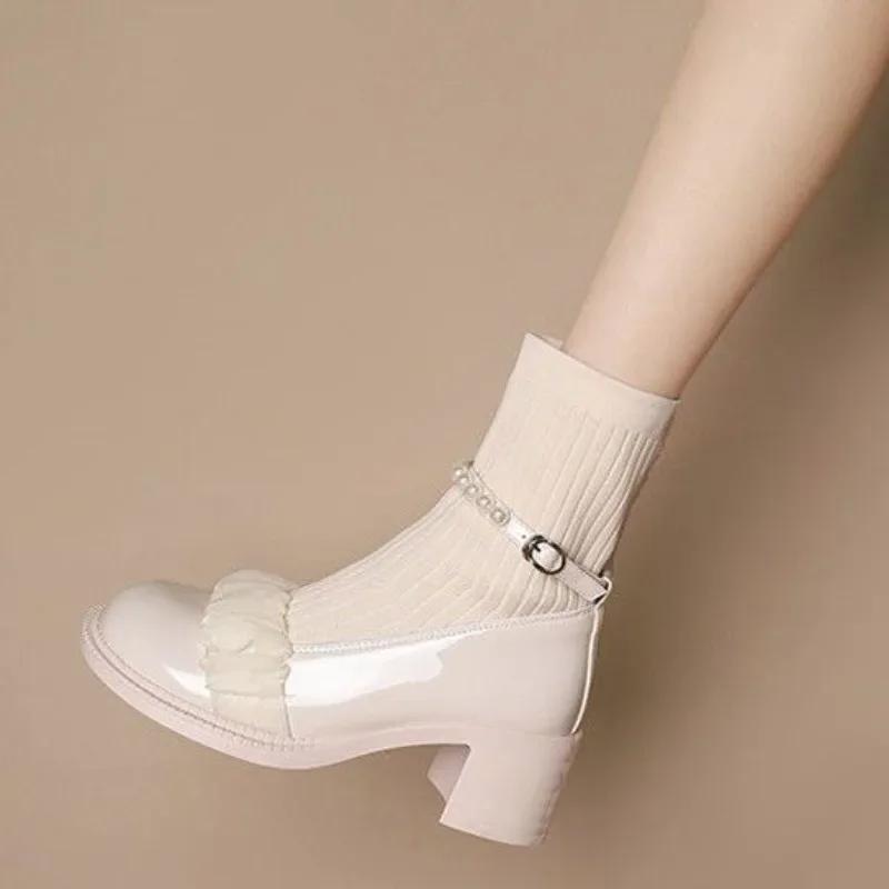 Neu Damen Stiefeletten Perle Elastisch Damen Kurze Schuhe Hohe Qualität Bequem und Elegant Stiefeletten Designer Luxus Sale Pu