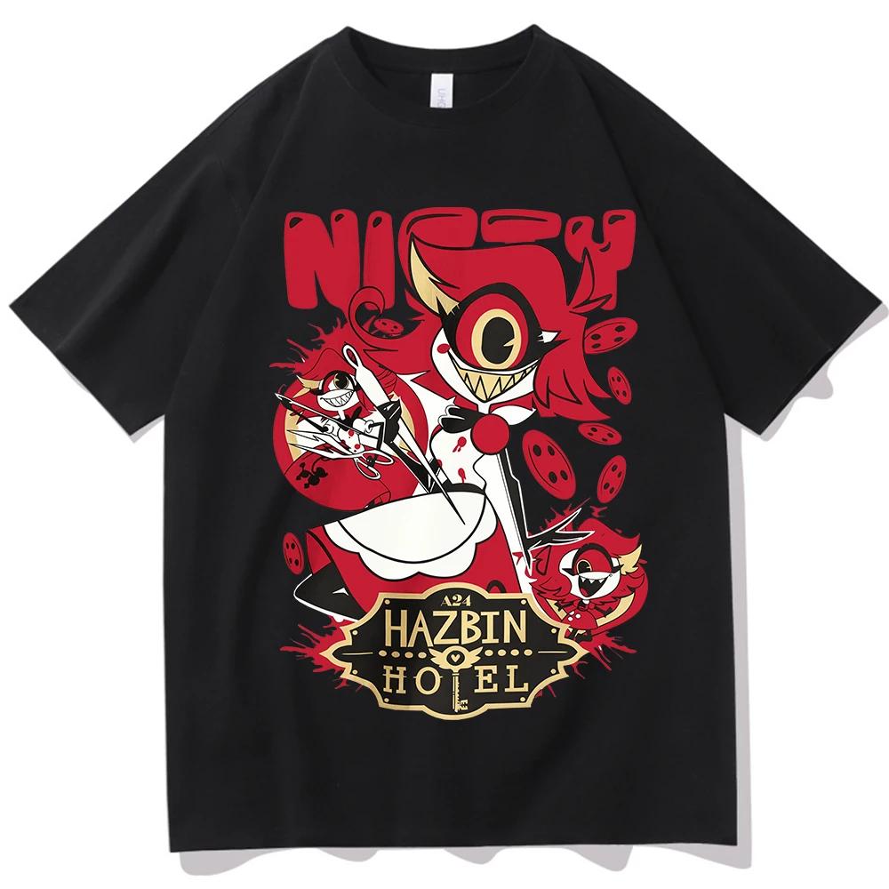 

2026 Fashion Y2k Unisex Women Soft TShirt Hazbin Hotel Niffty Design Tshirt Hip Pop Harajuku Short Sleeve Oneck Casual Unisex 2XL