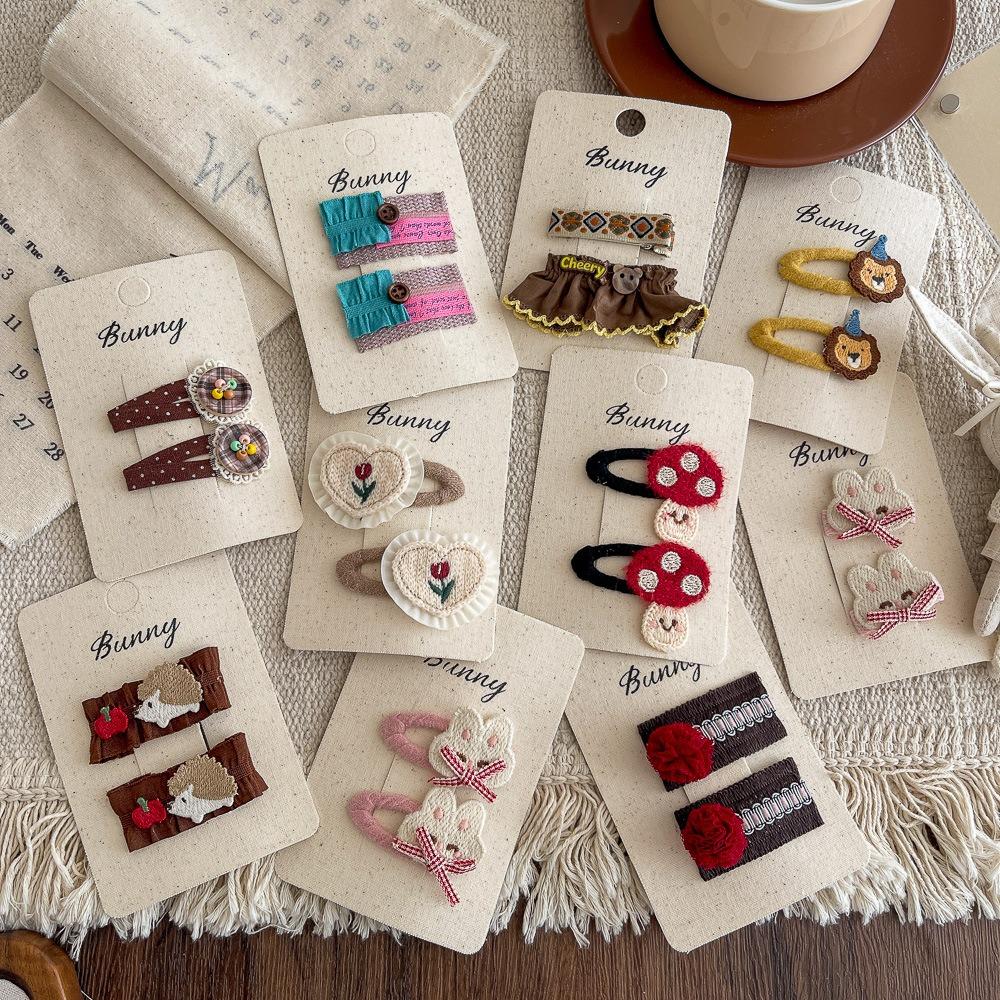 Cartoon Embroidery Children's Hairpin Cute Mushroom Girl Bangs Side Clip Hairpin Hair Clip Kids Hair Accessories Headwear