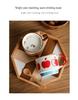 Japanese Retro INS Ceramic Drip Coffee Mug with Print - Stackable Creative Couple Breakfast Cup