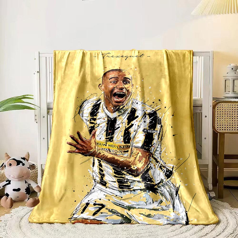 

Dynamic sketch style, sports figure in black-and-white striped jersey. for all seasons blanket lunch break throw gift 80cm x 120cm