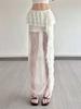 Women's Lace Mesh Skirt Y2k White Midi Skirt Elegant Bohemia Style Clothing Summer