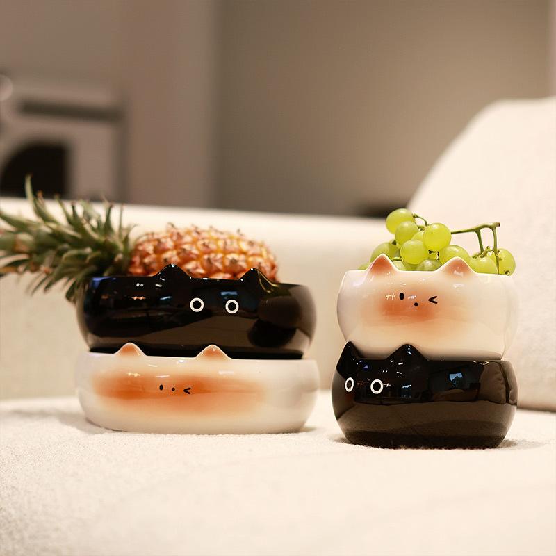 Sean Siamese Cat Ceramic Fruit Plate Creative High-Value Cute Egg Cup Cat Couple Cup Saucer