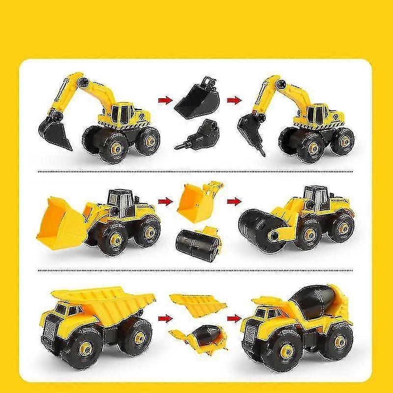 Bjxy Take-apart Construction Vehicles Excavators Truck Toy Diy Building Educational Gift Toys For Boys Girls