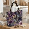  Elegant Purple Floral Tote Bag Large Capacity Reusable Shopping Shoulder Bag for Daily Use