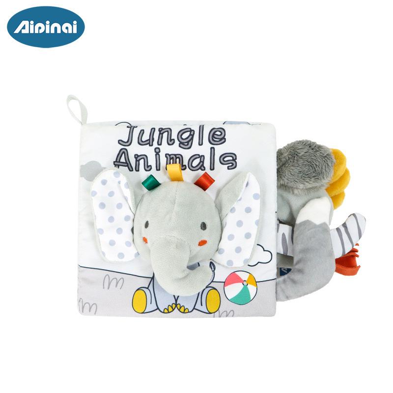 

AIPINQI Baby Animal Tail Black & White 3D Cloth Book: Early Education Toy for Ages 0+.