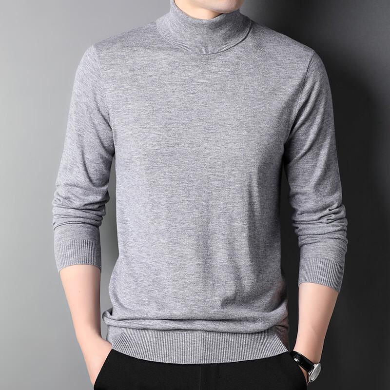 Hengyuanxiang Men s 100% Pure Wool Thin Turtleneck Sweater M