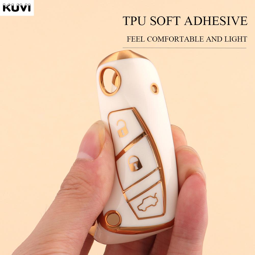 Kuvi TPU Car Flip Key Case Cover For FIAT 500 Panda Idea Stilo Ducato Punto Bravo Grande Minibus Doblo Protected Fob Accessories