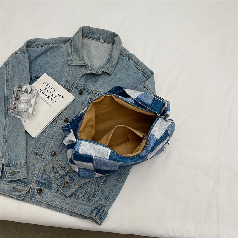 Джинсовая холщовая сумка Женская сумка через плечо Пригородная большая сумка синий — фото 10