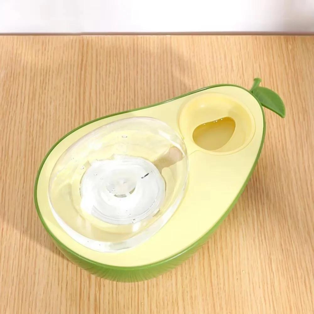 Avocado Feeder and Water Bowl for Cats Dual Bowl Moisture Proof Mouthpiece Multifunctional Pet Automatic Watering Device