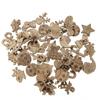 50PCS Mini Christmas Tree Snowflakes Stars Moose Bells Hats Socks Angels Christmas Unfinished Blank Wood Pieces Wood Slices