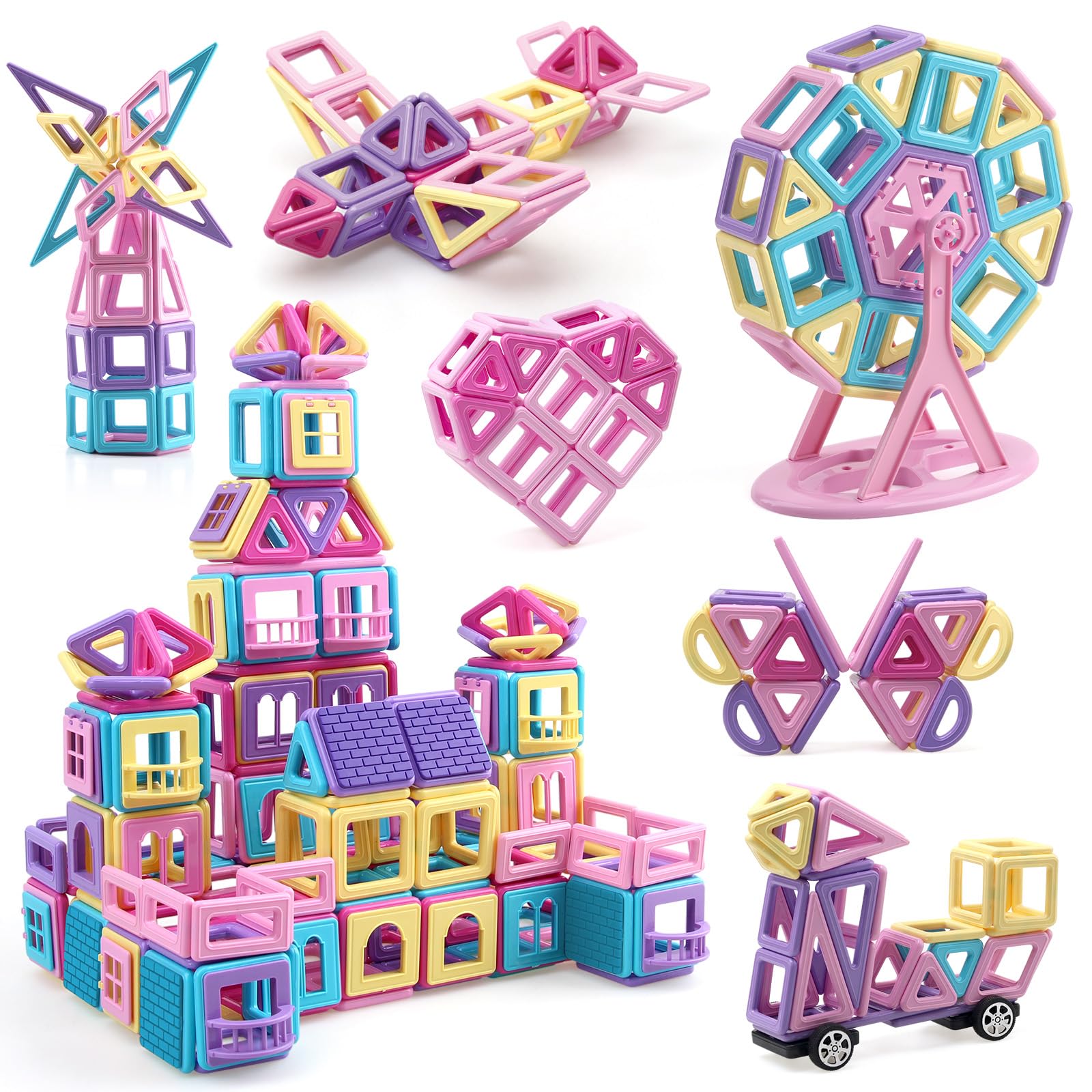 

HIWO 190 шт. Магнитные блоки Магнитные игрушки Магнитные блоки Развивающие игрушки Развивающие игрушки для малышей Игрушки для девочек Игрушки 3D Пазлы Игры Модель