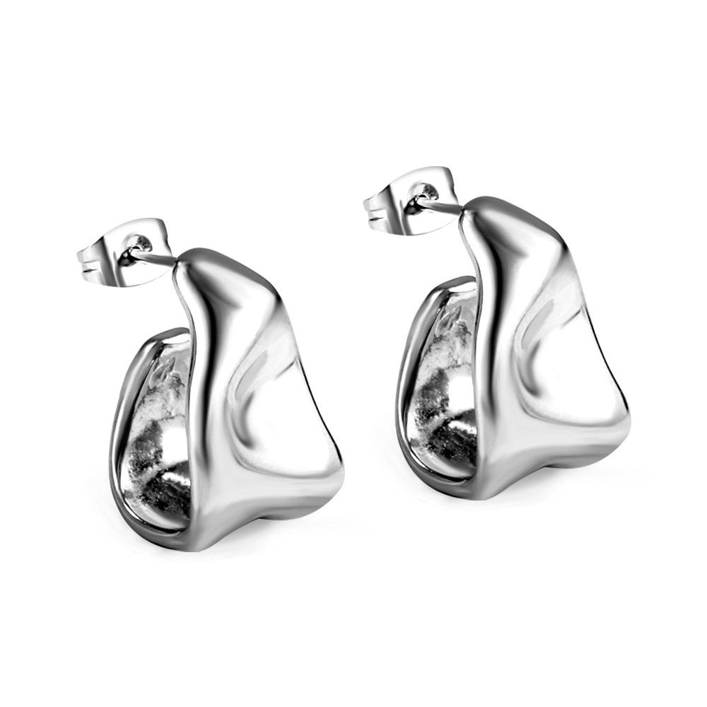 Fashion stud earrings Atmospheric high-end sense niche hip-hop special-shaped irregular cold wind stainless steel stud earrings