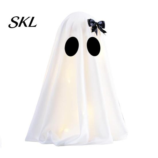Saisonale Feiertagsdekoration Halloween Geist Dekoration, Leuchtend mit Hexenhut/Schleife, Dekoration Spukhaft Stehend für Veranda Hof Außenparty