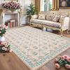 Christmas Floral Carpet Mat Rug Red Green Beige Vine Pattern with Snowman Tree Design Soft Floor Mat for Home Decoration