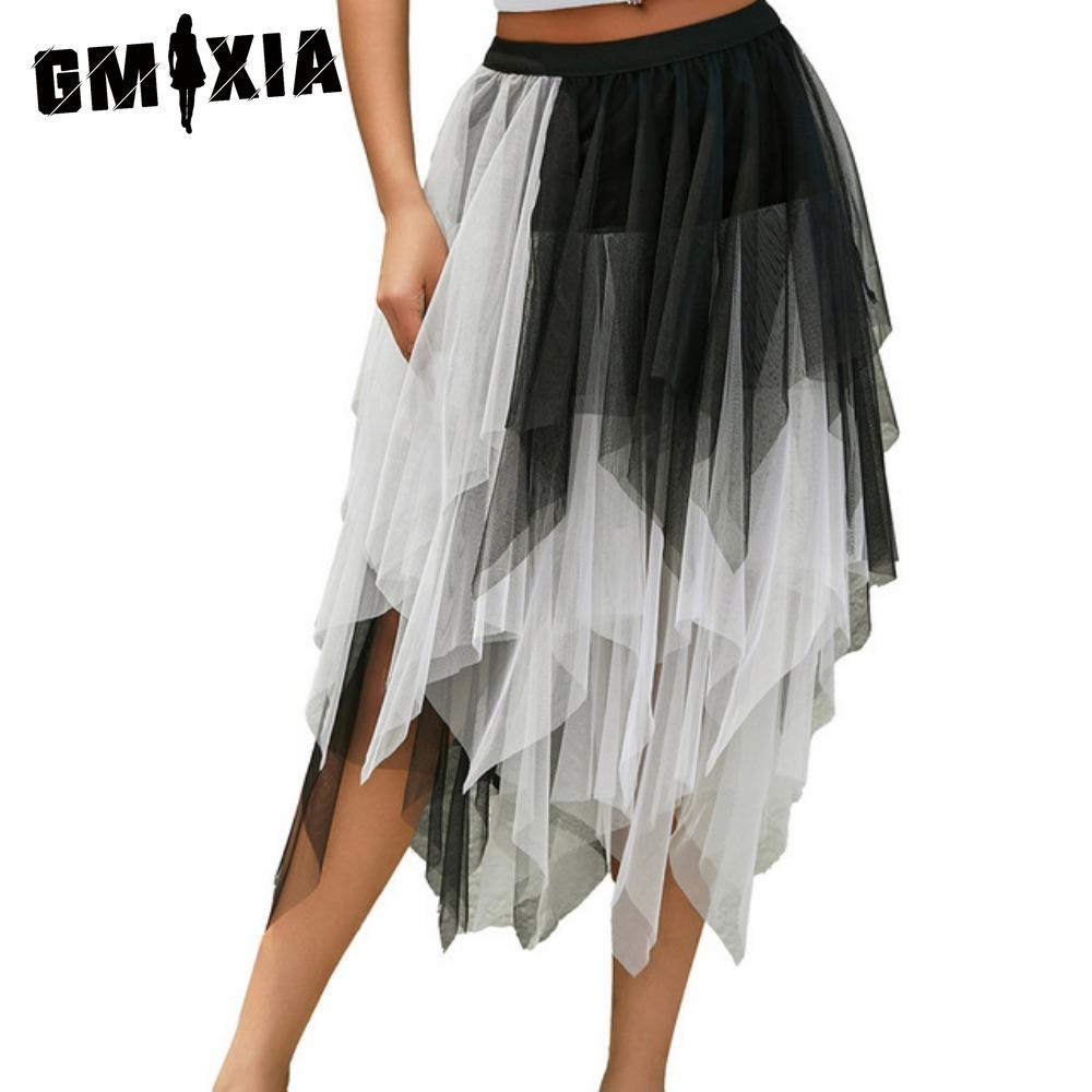 GMXIA Damenmode Lässig Einfarbig Druck Sommer Frühlingsrock