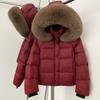 OFTBUY Fluffy Jacket Female Hooded White Duck Down Coat 2025 New Autumn Winter Top Clothing Women Tnick WarmReal Fox Fur Caot