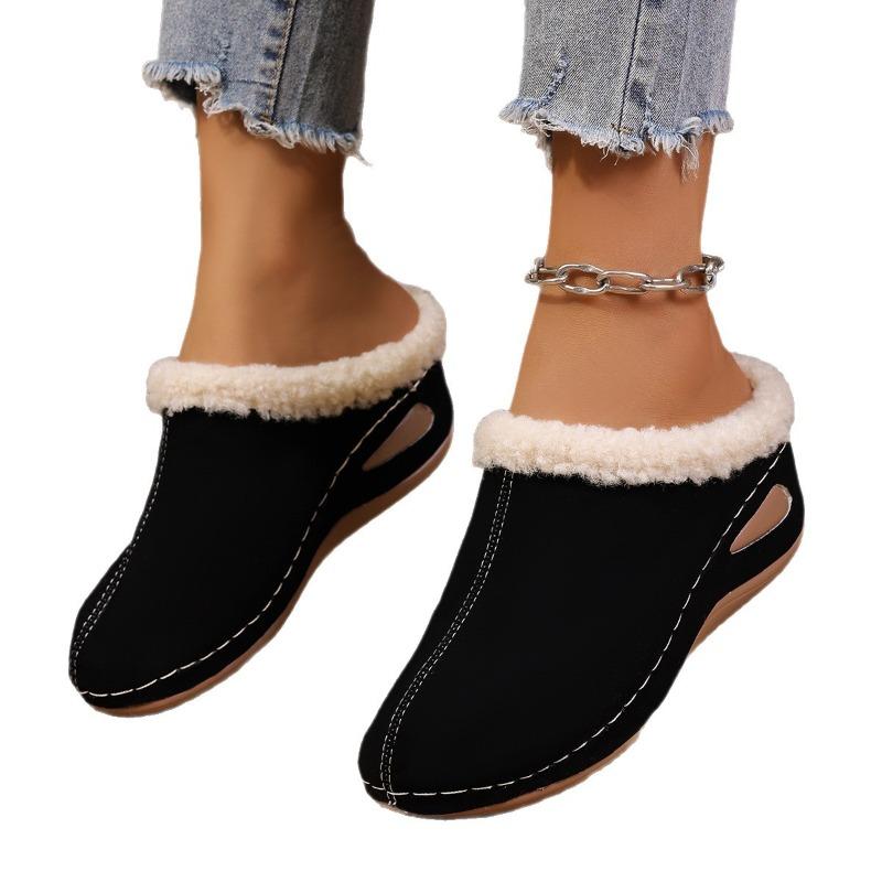 Women's Wide Width Platform Mules, Closed-Toe Roman Sandals, Lightweight Outdoor Slippers for Women