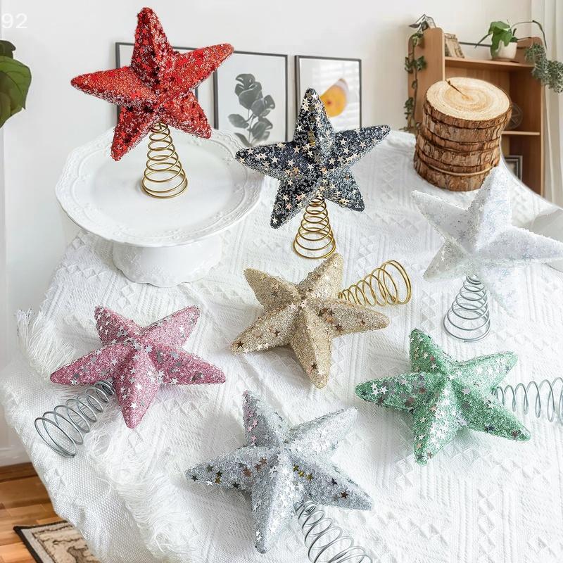 Christmas Sparkling Star Tree Topper, Festive Navidad TopStar Colorful Ornaments, Xmas Lights