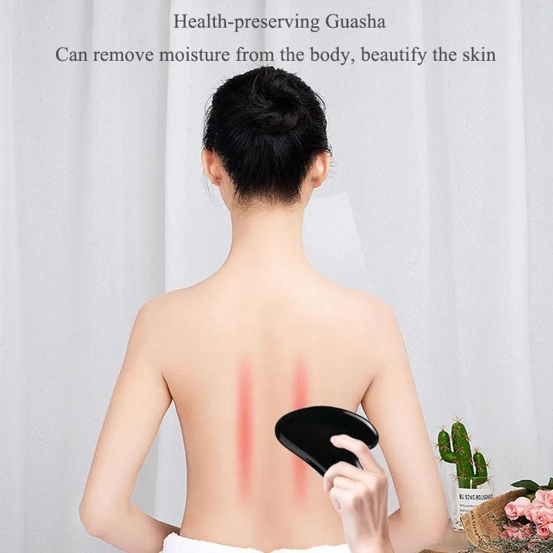 1Pc Black Obsidian Gua Sha Board Facial Massage Tool Scraping Jade Roller For Spa Acupuncture Therapy Trigger Point For Body