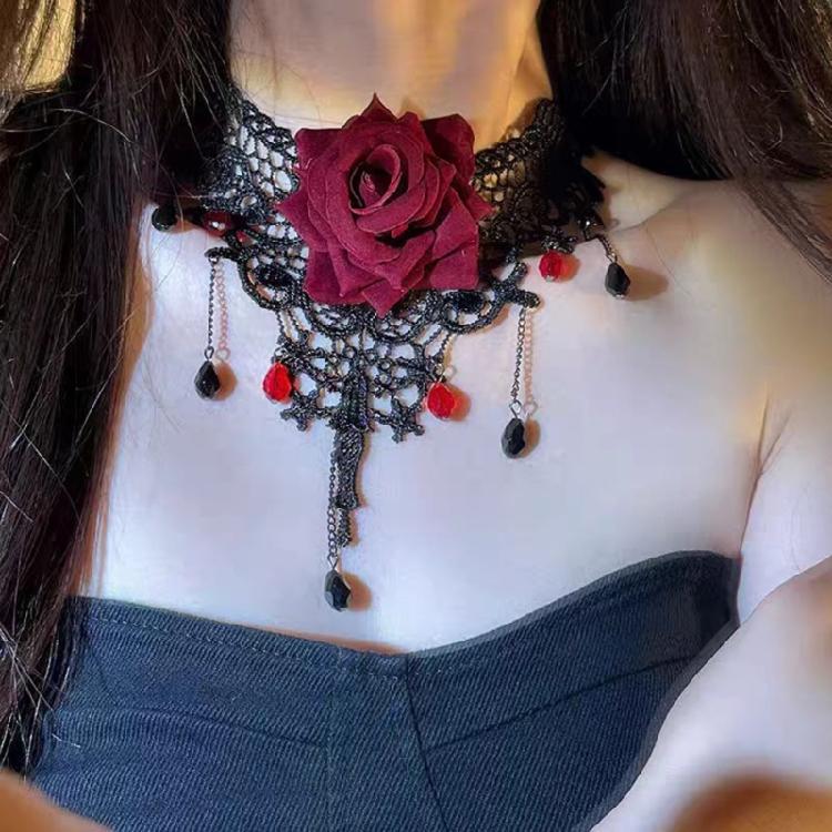Delicate Electroplated Rose Pendant Jewelry With Adjustable Chain Perfect As Halloween Costume Accessory Or Gothic Gift
