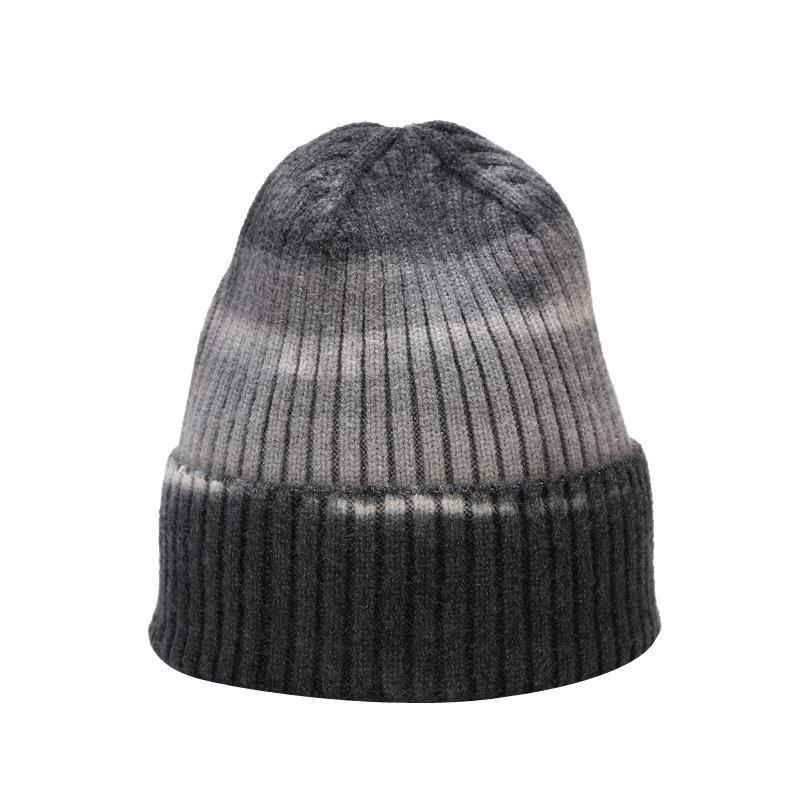 Damen Batik-Pullovermütze Herbst und Winter Gerollte Spitzmütze Warme Outdoor-Beanie Wollmütze