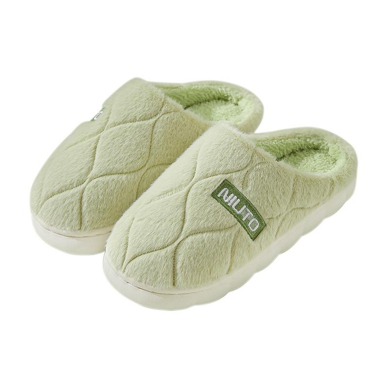 Cotton slippers women's autumn and winter home warmth and velvet comfortable thick-soled lightweight fluffy shoes confinement shoes men