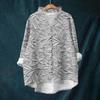 Women's Loose Ruffled Floral Print Stand Collar Long Sleeve Cotton And Linen Top