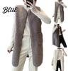 Women Polyester Vest Lady Jacket V-Neck Button Sleeveless Coat Stylish Casual Beautiful Closure with Pocket