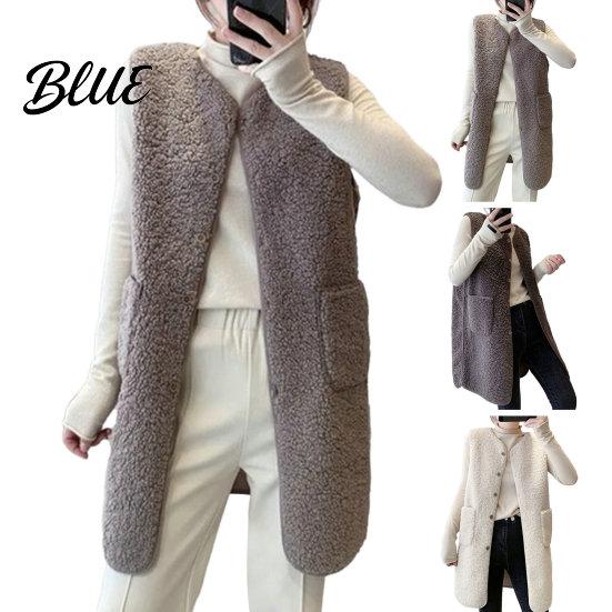 Women Polyester Vest Lady Jacket V-Neck Button Sleeveless Coat Stylish Casual Beautiful Closure with Pocket