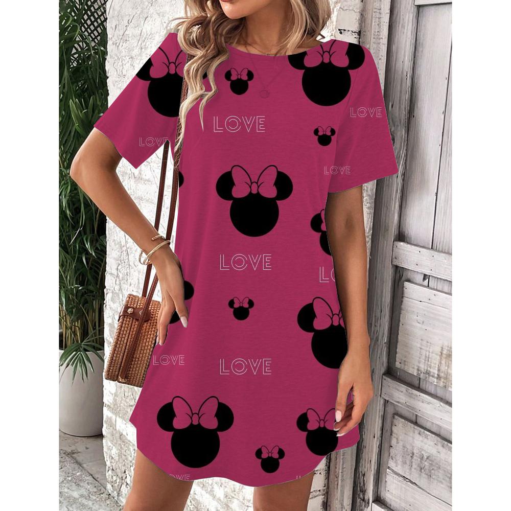 Vestito da Donna Scollo O Manica Corta Sexy Stampa Disney Topolino