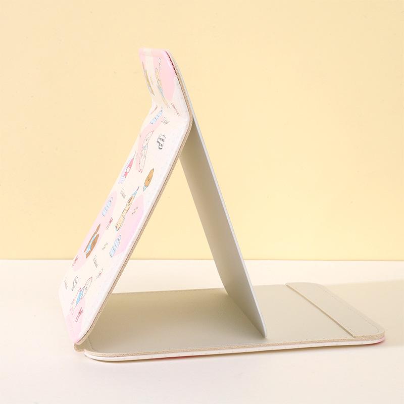 Thickened PU Leather Folding Makeup Mirror - Cute, Standable Desktop Dressing Mirror for Women