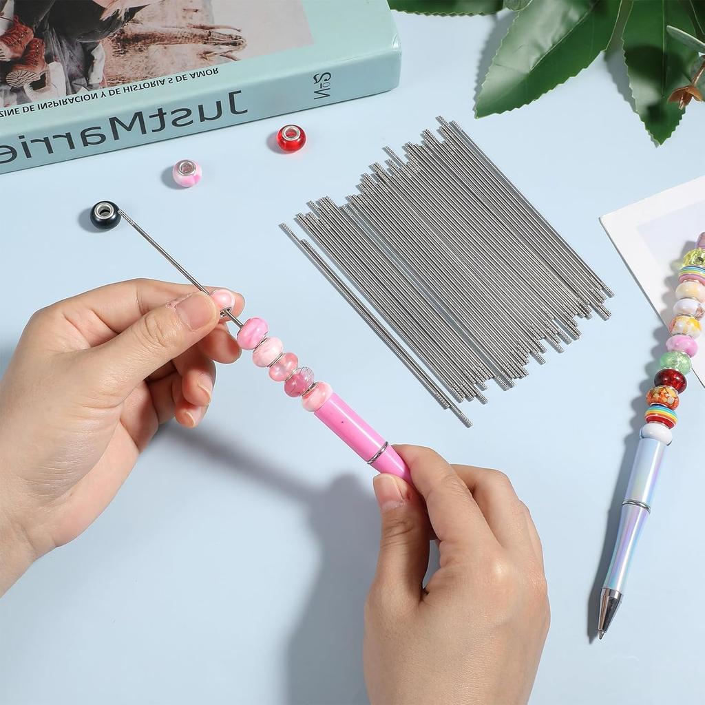 50PCS Pen Extenders for Beadable Pens, 4.6 Inch Stainless Steel Blank Bars for Beadable Pens Beaded Pen Extender Rods Beadpen Bar Extender Beaded