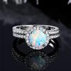 New Opal Ring Two-piece Set Micro-inlaid Zircon Opal Opal Ring Wedding Ring Copper Plated Real Gold