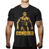 Casual Street Fun Fashion T-shirt Conquer Shirt Arnold St Schwarzenegger T Shirt Bodybuilding Workout Muscle Tee