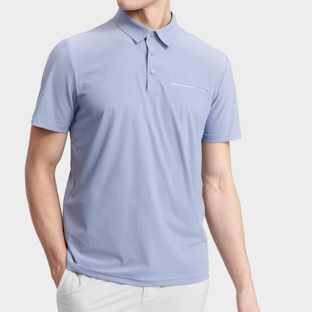 FILA 2023 Summer UV Resistant Cool Breathable Business Casual Polo Shirt Men Polo Shirts Dark-Stone-Blue F11M327107FBU