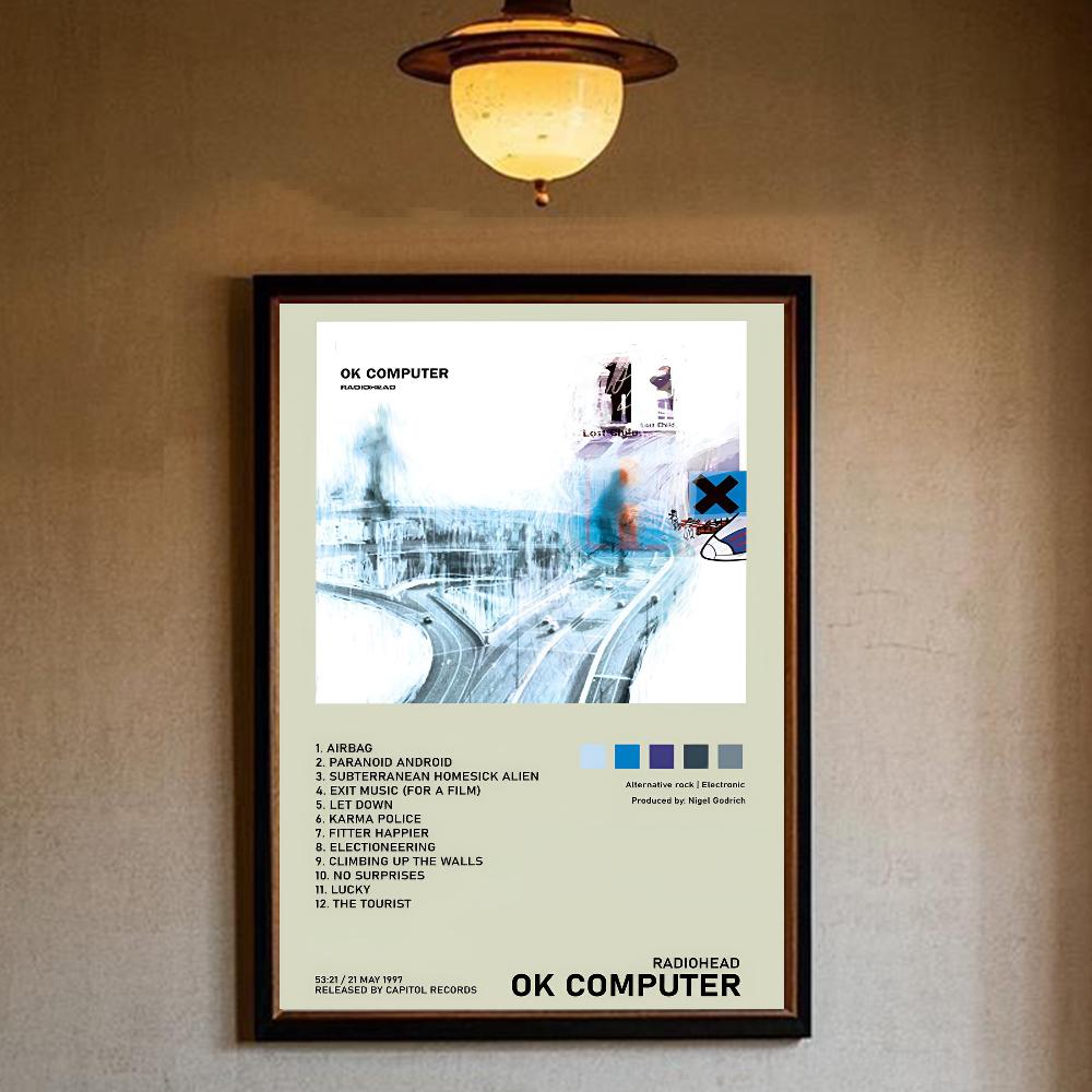 Banda de Art Rock Radiohead Póster de Música arte pared adhesiva impermeable hogar sala de estar dormitorio bar decoración estética