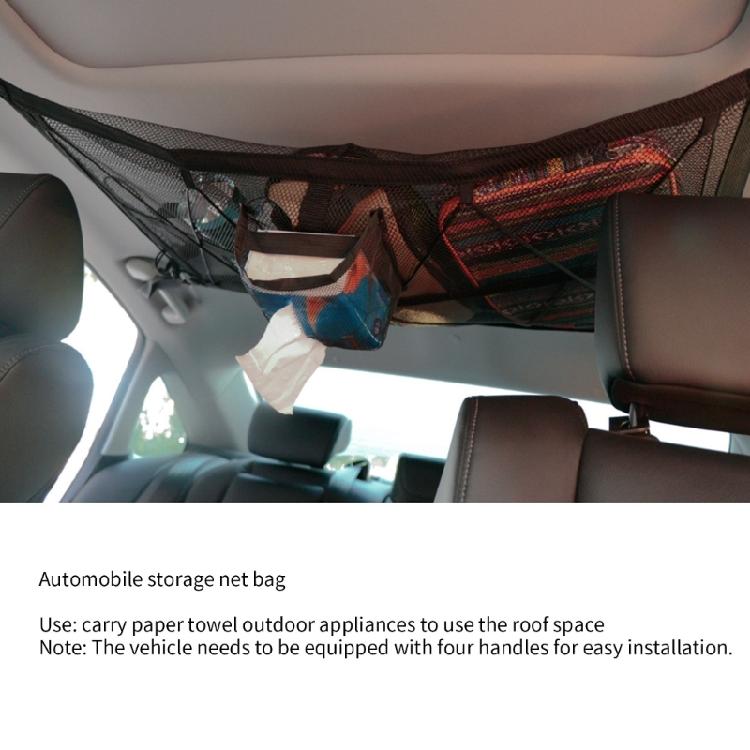 SUV Ceiling Storage Net Pocket Car Roof Bag InteriorCargo Mesh Stowing Organizer