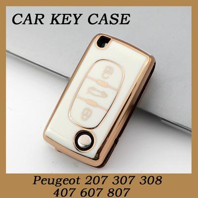 Capa de Chaveiro de TPU Fashion para Carro Peugeot 207 307 308 407 607 807 Chaveiro Protegido