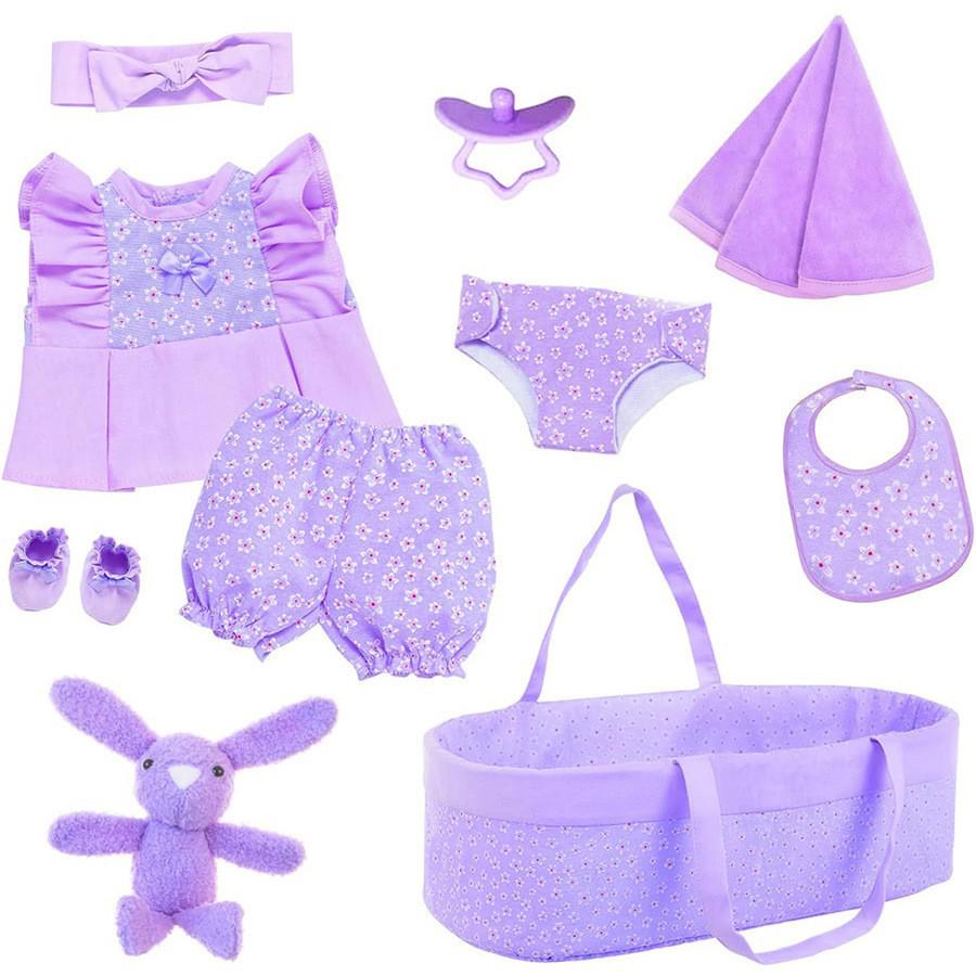 43CM Silikon-Schnullerpuppen-Kleidungsset für 18-Zoll American Girl Puppen mit Stubenwagen